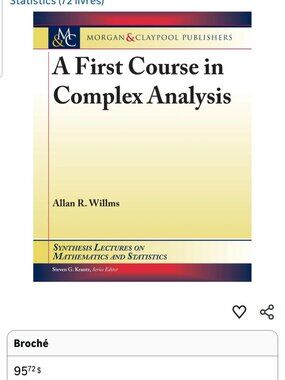 A First Course in Complex Analysis Allan R. Willms Paperback Book English Soft